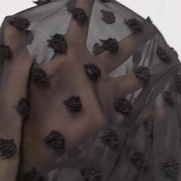 Black Swiss Dot Open Front Kimono NEW in bag - Picture 3 of 5